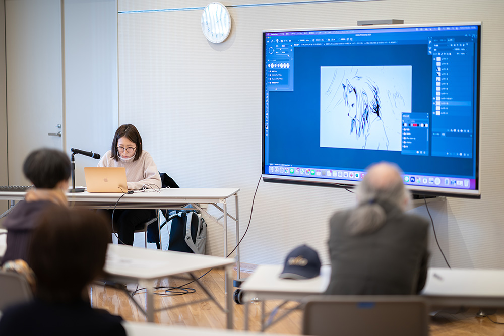 制作実演講座「デジタルとアナログによるリトグラフ作品制作」の様子