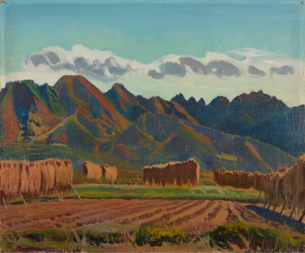 ギフ_包装】 山本鼎（やまもとかなえ） 真筆 油絵 浅間山 絵画/タペストリ