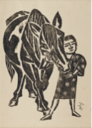 《馬と少年(二)》石井 鶴三